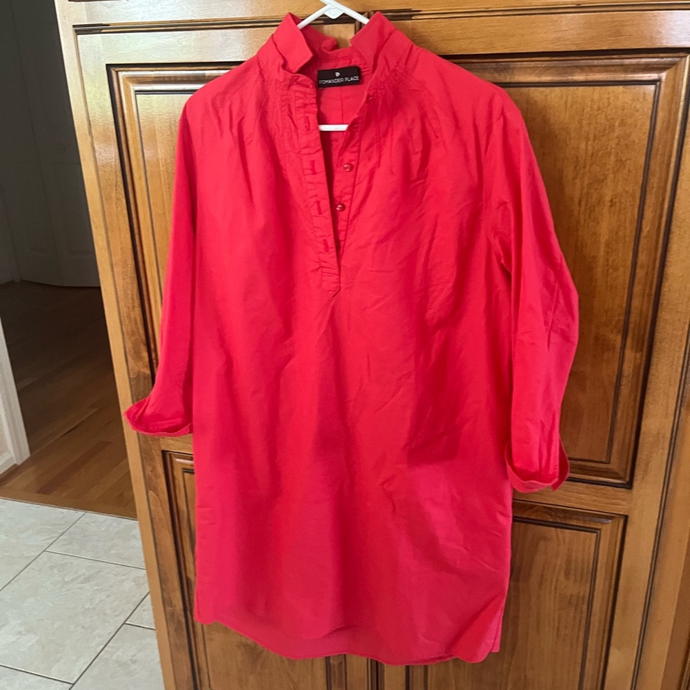 From tuckernuck all  cotton shirt dress precious and fun ! All cotton
